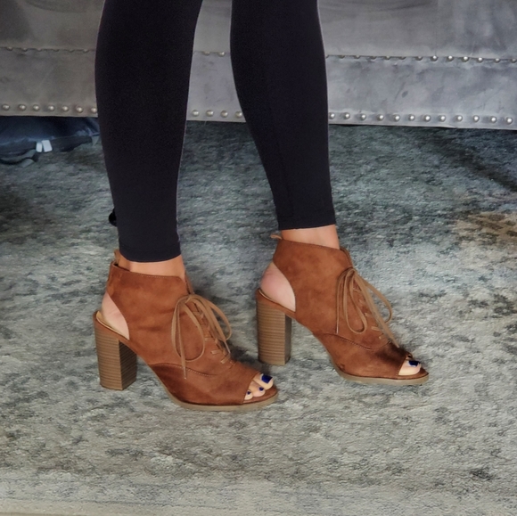 COPY - Brown suede lace up ankle booties - Picture 9 of 16